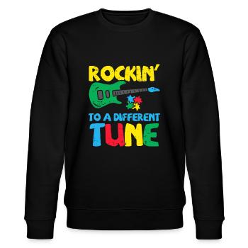 Rockin zu unterschiedlicher Melodie Gitarre Autismus Bewusstsein M - Stanley/Stella Unisex Bio-Sweatshirt CHANGER  - Schwarz - Vorne - Nik (191cm) & Marisol (170cm)