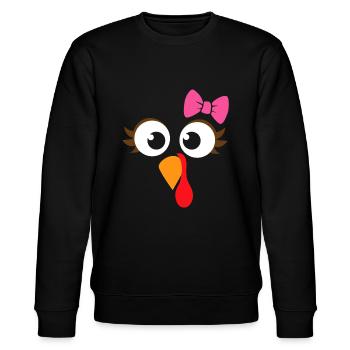 Dinde Face Fille Pink Bow | Cadeau de Thanksgiving pour enfants - Sweat bio CHANGER Stanley/Stella Unisexe - noir - Devant - Nik (191cm) & Marisol (170cm)