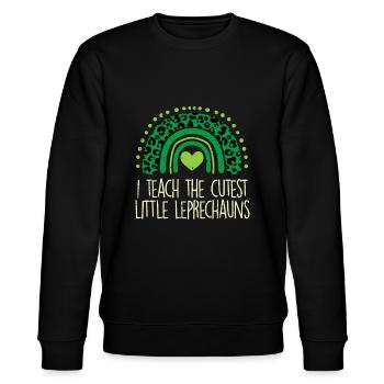 Ich unterrichte den süßesten kleinen Kobold St. Patricks D - Stanley/Stella Unisex Bio-Sweatshirt CHANGER  - Schwarz - Vorne - Nik (191cm) & Marisol (170cm)