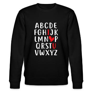 ABC Chalk Alphabet I Love You English Teacher Vale - Stanley/Stella CHANGER Unisex Organic Sweatshirt - black - Front - Nik (191cm) & Marisol (170cm)