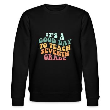 Es ist ein guter Tag, um den Lehrer der siebten Klasse Bac zu unterrichten - Stanley/Stella Unisex Bio-Sweatshirt CHANGER  - Schwarz - Vorne - Nik (191cm) & Marisol (170cm)