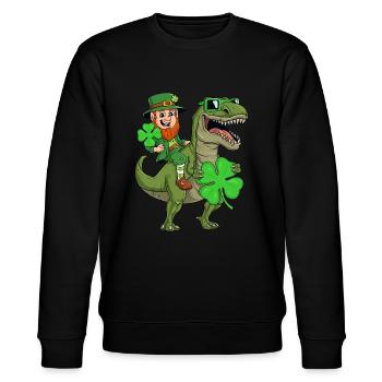 St Patricks Day Leprechaun Riding T Rex Funny Dino - Sweat bio CHANGER Stanley/Stella Unisexe - noir - Devant - Nik (191cm) & Marisol (170cm)