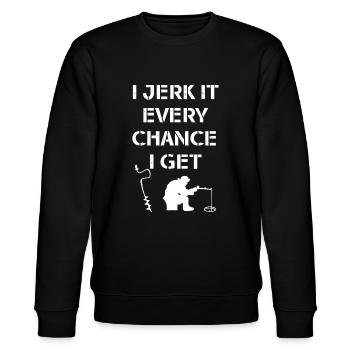 Funny Ice Fishing Quote for Frozen Lake Fishermand - Stanley/Stella CHANGER Unisex Organic Sweatshirt - black - Front - Nik (191cm) & Marisol (170cm)