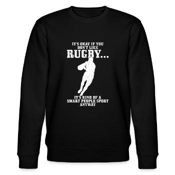 Rugby Kluge Leute Sport Lustige Rugby-Spielerretrosa - Stanley/Stella Unisex Bio-Sweatshirt CHANGER  - Schwarz - Vorne - Nik (191cm) & Marisol (170cm)