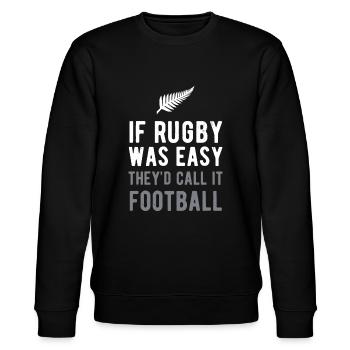 Lustiges Rugby Silver Farn Fußball Neuseeland NZ Sp - Stanley/Stella Unisex Bio-Sweatshirt CHANGER  - Schwarz - Vorne - Nik (191cm) & Marisol (170cm)