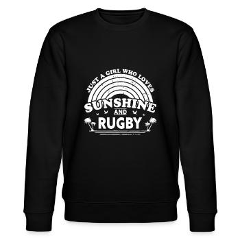 Rugby, nur ein Mädchen, das Sonnenschein und Rugbyspaß liebt - Stanley/Stella Unisex Bio-Sweatshirt CHANGER  - Schwarz - Vorne - Nik (191cm) & Marisol (170cm)