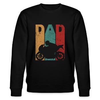 Vintage Sport Bike Papa Vatertag Geschenk Biker Moto - Stanley/Stella Unisex Bio-Sweatshirt CHANGER  - Schwarz - Vorne - Nik (191cm) & Marisol (170cm)