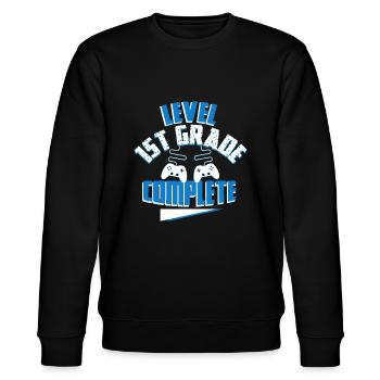 Last Day Of School Level 1st Grade Complete Gamer - Stanley/Stella CHANGER Unisex Organic Sweatshirt - black - Front - Nik (191cm) & Marisol (170cm)