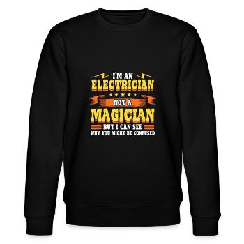 Electricians I'm An Electrician Not A Magician Wir - Stanley/Stella CHANGER Unisex Organic Sweatshirt - black - Front - Nik (191cm) & Marisol (170cm)