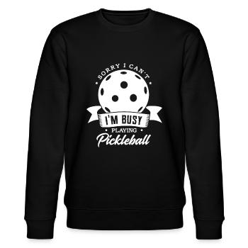 Beschäftigt Pickleball-Spieler lustig spielen - Stanley/Stella Unisex Bio-Sweatshirt CHANGER  - Schwarz - Vorne - Nik (191cm) & Marisol (170cm)