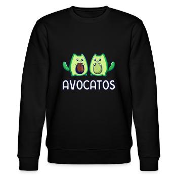 Avogato Avocado Katze Katze Vegan - Stanley/Stella Unisex Bio-Sweatshirt CHANGER  - Schwarz - Vorne - Nik (191cm) & Marisol (170cm)
