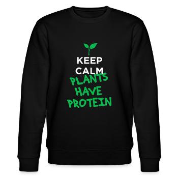 Ruhe bewahren Pflanzen haben Protein vegan - Stanley/Stella Unisex Bio-Sweatshirt CHANGER  - Schwarz - Vorne - Nik (191cm) & Marisol (170cm)