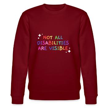 Nicht alle Behinderungen sind sichtbar und behindertengerecht - Stanley/Stella Unisex Bio-Sweatshirt CHANGER  - Burgunderrot - Vorne - Nik (191cm) & Marisol (170cm)