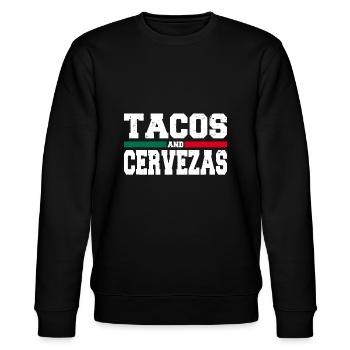 Tacos und Cervezas Lustiges Mexiko Cinco de Mayo - Stanley/Stella Unisex Bio-Sweatshirt CHANGER  - Schwarz - Vorne - Nik (191cm) & Marisol (170cm)