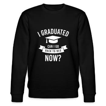 I Graduated Can I Go Back to Bed Now Graduation Gi - Stanley/Stella CHANGER Unisex Organic Sweatshirt - black - Front - Nik (191cm) & Marisol (170cm)