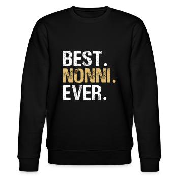 Bestes Nonni-Grafik-Nonni-Geschenk von Enkelin G - Stanley/Stella Unisex Bio-Sweatshirt CHANGER  - Schwarz - Vorne - Nik (191cm) & Marisol (170cm)