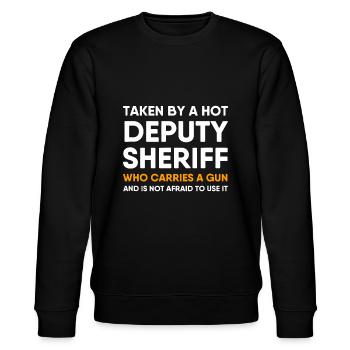 Deputy Sheriff Freundin Freund Ehefrau Ehemann F - Stanley/Stella Unisex Bio-Sweatshirt CHANGER  - Schwarz - Vorne - Nik (191cm) & Marisol (170cm)