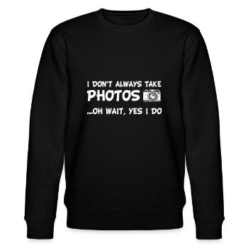 Ich mache nicht immer Fotos lustige Fotografienetfli - Stanley/Stella Unisex Bio-Sweatshirt CHANGER  - Schwarz - Vorne - Nik (191cm) & Marisol (170cm)