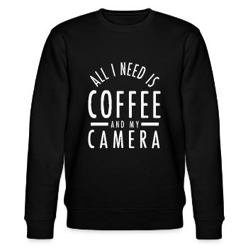 All I Need Is Coffee And My Camera Photography - Stanley/Stella CHANGER Unisex Organic Sweatshirt - black - Front - Nik (191cm) & Marisol (170cm)