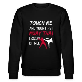 Lustiges Muay Thai - Muay Thai Sensei Dojo - Stanley/Stella Unisex Bio-Sweatshirt CHANGER  - Schwarz - Vorne - Nik (191cm) & Marisol (170cm)