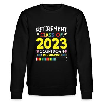 Ruhestandsklasse von 2023 Countdown in Progress Tee - Stanley/Stella Unisex Bio-Sweatshirt CHANGER  - Schwarz - Vorne - Nik (191cm) & Marisol (170cm)
