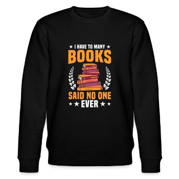 Bücherwurm & Leseliebhaber Buchsüchtiger - Stanley/Stella Unisex Bio-Sweatshirt CHANGER  - Schwarz - Vorne - Nik (191cm) & Marisol (170cm)