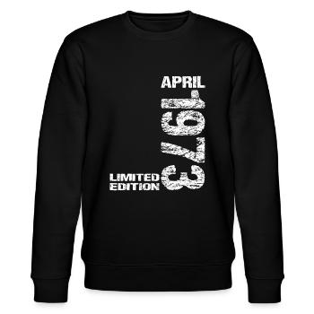 Limited Edition April 1973 50th Birthday Born - Stanley/Stella CHANGER Unisex Organic Sweatshirt - black - Front - Nik (191cm) & Marisol (170cm)