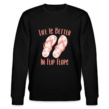 La vie est meilleure à Flip Flops Flamingo Beach Vacati - Sweat bio CHANGER Stanley/Stella Unisexe - noir - Devant - Nik (191cm) & Marisol (170cm)