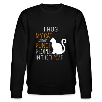 Lustig, ich umarme meine Katzen, damit ich die Leute nicht in die - Stanley/Stella Unisex Bio-Sweatshirt CHANGER  - Schwarz - Vorne - Nik (191cm) & Marisol (170cm)
