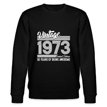 50 Jahre Vintage 1973 Limited Edition 50th Bir - Stanley/Stella Unisex Bio-Sweatshirt CHANGER  - Schwarz - Vorne - Nik (191cm) & Marisol (170cm)