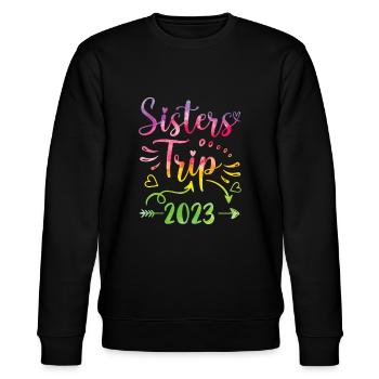 Batik-Schwestern-Roadtrip 2023, Woche der süßen Schwestern - Stanley/Stella Unisex Bio-Sweatshirt CHANGER  - Schwarz - Vorne - Nik (191cm) & Marisol (170cm)