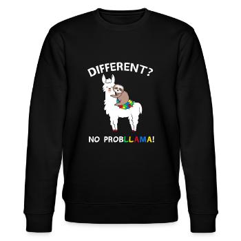No Probllama Llama Sloth Puzzle Cool Autism Awaren - Stanley/Stella CHANGER Unisex Organic Sweatshirt - black - Front - Nik (191cm) & Marisol (170cm)