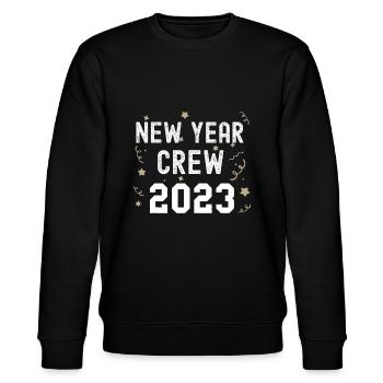 New Year Crew 2023 Lustiger passender Party-Pyjama - Stanley/Stella Unisex Bio-Sweatshirt CHANGER  - Schwarz - Vorne - Nik (191cm) & Marisol (170cm)