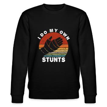 Retro Ich mache meine eigenen Stunts Gebrochener Arm Lustige Verletzung H - Stanley/Stella Unisex Bio-Sweatshirt CHANGER  - Schwarz - Vorne - Nik (191cm) & Marisol (170cm)