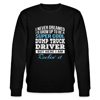 Lustiger Muldenkipper-Fahrer - Stanley/Stella Unisex Bio-Sweatshirt CHANGER  - Schwarz - Vorne - Nik (191cm) & Marisol (170cm)