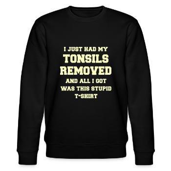 Genesung Mandelentfernungsoperation - Genesungsgeschenk Ga - Stanley/Stella Unisex Bio-Sweatshirt CHANGER  - Schwarz - Vorne - Nik (191cm) & Marisol (170cm)