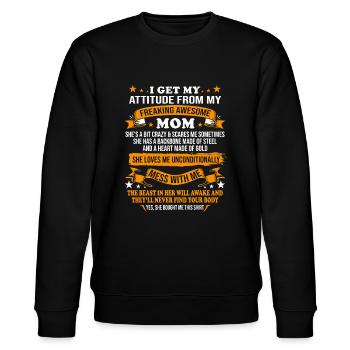 Muttertag Ich beziehe meine Einstellung aus meinem Ausflippen - Stanley/Stella Unisex Bio-Sweatshirt CHANGER  - Schwarz - Vorne - Nik (191cm) & Marisol (170cm)