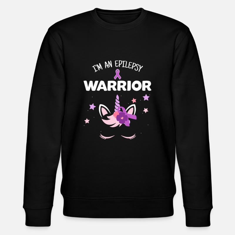 Einhorn-Epilepsie-Krieger, Epilepsie-Bewusstsein - Stanley/Stella Unisex Bio-Sweatshirt CHANGER  - Schwarz
