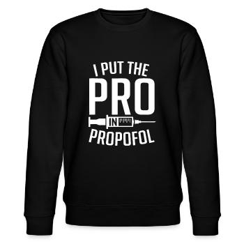 Ich habe den Profi in Propofol Lustige Anästhesie gesteckt - Stanley/Stella Unisex Bio-Sweatshirt CHANGER  - Schwarz - Vorne - Nik (191cm) & Marisol (170cm)