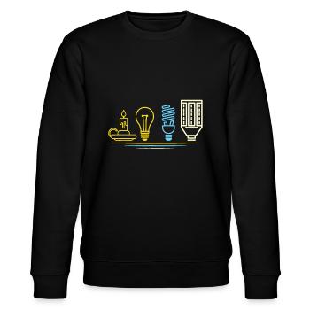 Lustiger Elektriker Ingenieur - Glühbirne - Stanley/Stella Unisex Bio-Sweatshirt CHANGER  - Schwarz - Vorne - Nik (191cm) & Marisol (170cm)