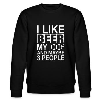 I like Beer My Dog Maybe 3 People Gifts - Stanley/Stella CHANGER Unisex Organic Sweatshirt - black - Front - Nik (191cm) & Marisol (170cm)