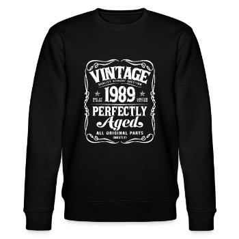 Vintage Made In 1989 Distressed Birthday - Stanley/Stella Unisex Bio-Sweatshirt CHANGER  - Schwarz - Vorne - Nik (191cm) & Marisol (170cm)