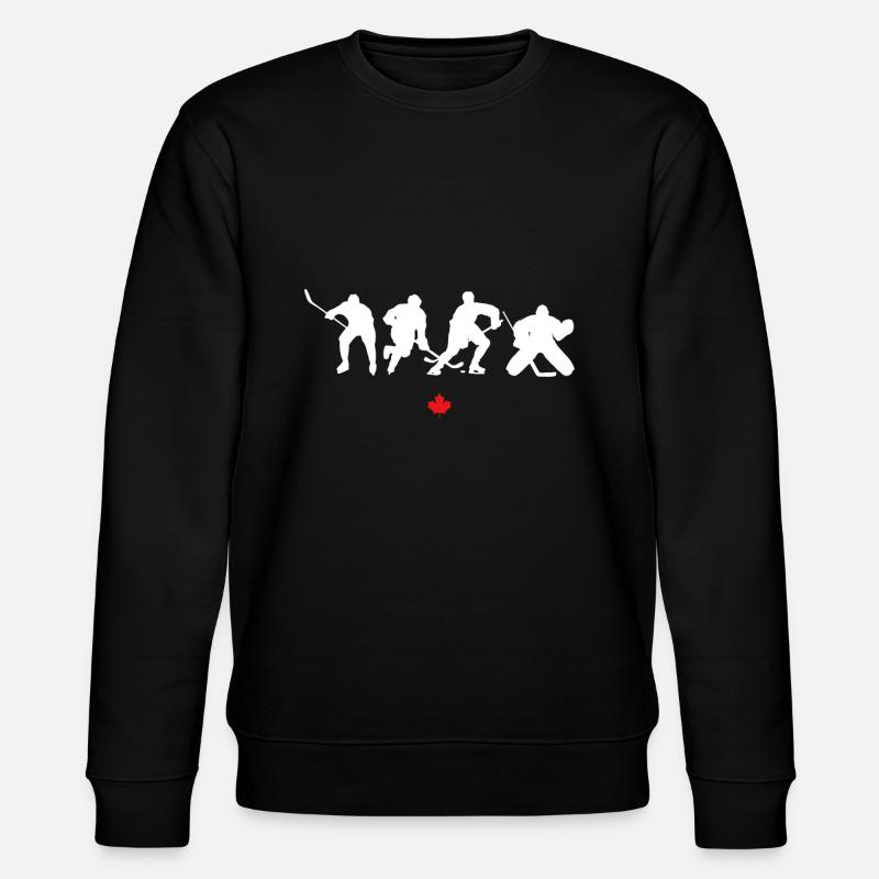 Eishockeyspieler Silhouette Kanada - Stanley/Stella Unisex Bio-Sweatshirt CHANGER  - Schwarz