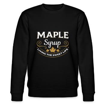 Ahornsirup Frühstück Liebhaber Süßer Pfannkuchen Kanada - Stanley/Stella Unisex Bio-Sweatshirt CHANGER  - Schwarz - Vorne - Nik (191cm) & Marisol (170cm)