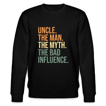 Mens Onkel Der Mann Der Mythos Der schlechte Einfluss - Stanley/Stella Unisex Bio-Sweatshirt CHANGER  - Schwarz - Vorne - Nik (191cm) & Marisol (170cm)