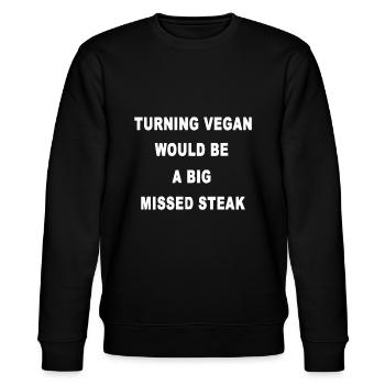Vegan zu werden, wäre ein großes verpasstes Steak - Stanley/Stella Unisex Bio-Sweatshirt CHANGER  - Schwarz - Vorne - Nik (191cm) & Marisol (170cm)