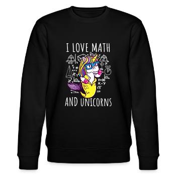 I Love Math Unicorns - Stanley/Stella CHANGER Unisex Organic Sweatshirt - black - Front - Nik (191cm) & Marisol (170cm)