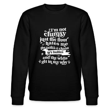 Ich bin nicht tollpatschig, nur der Boden hasst mich Sarkasmus - Stanley/Stella Unisex Bio-Sweatshirt CHANGER  - Schwarz - Vorne - Nik (191cm) & Marisol (170cm)