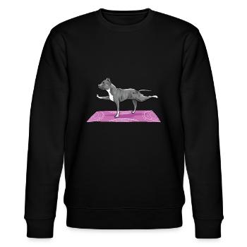 Pitbull macht Yoga Lustiger Pitbull Hundeliebhaber - Stanley/Stella Unisex Bio-Sweatshirt CHANGER  - Schwarz - Vorne - Nik (191cm) & Marisol (170cm)