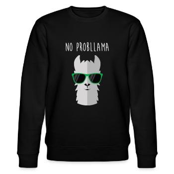Tier Wortspiel Lama Liebhaber 'No Probllama' Lustiges Lama - Stanley/Stella Unisex Bio-Sweatshirt CHANGER  - Schwarz - Vorne - Nik (191cm) & Marisol (170cm)